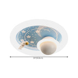 Kids Room Astronaut Blue Round Flush Mount Ceiling Lamp #size