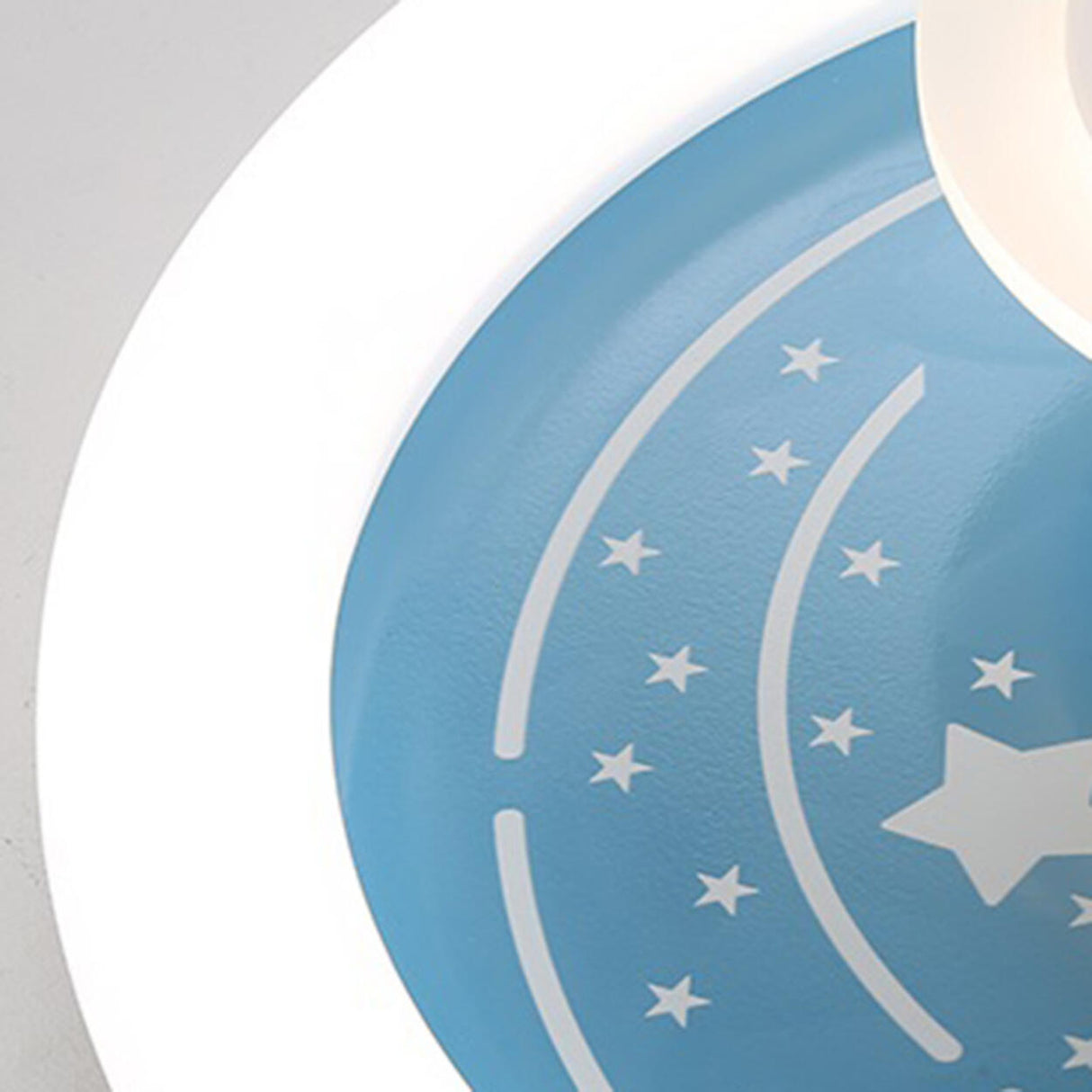 Kids Room Astronaut Blue Round Flush Mount Ceiling Lamp Image - 9