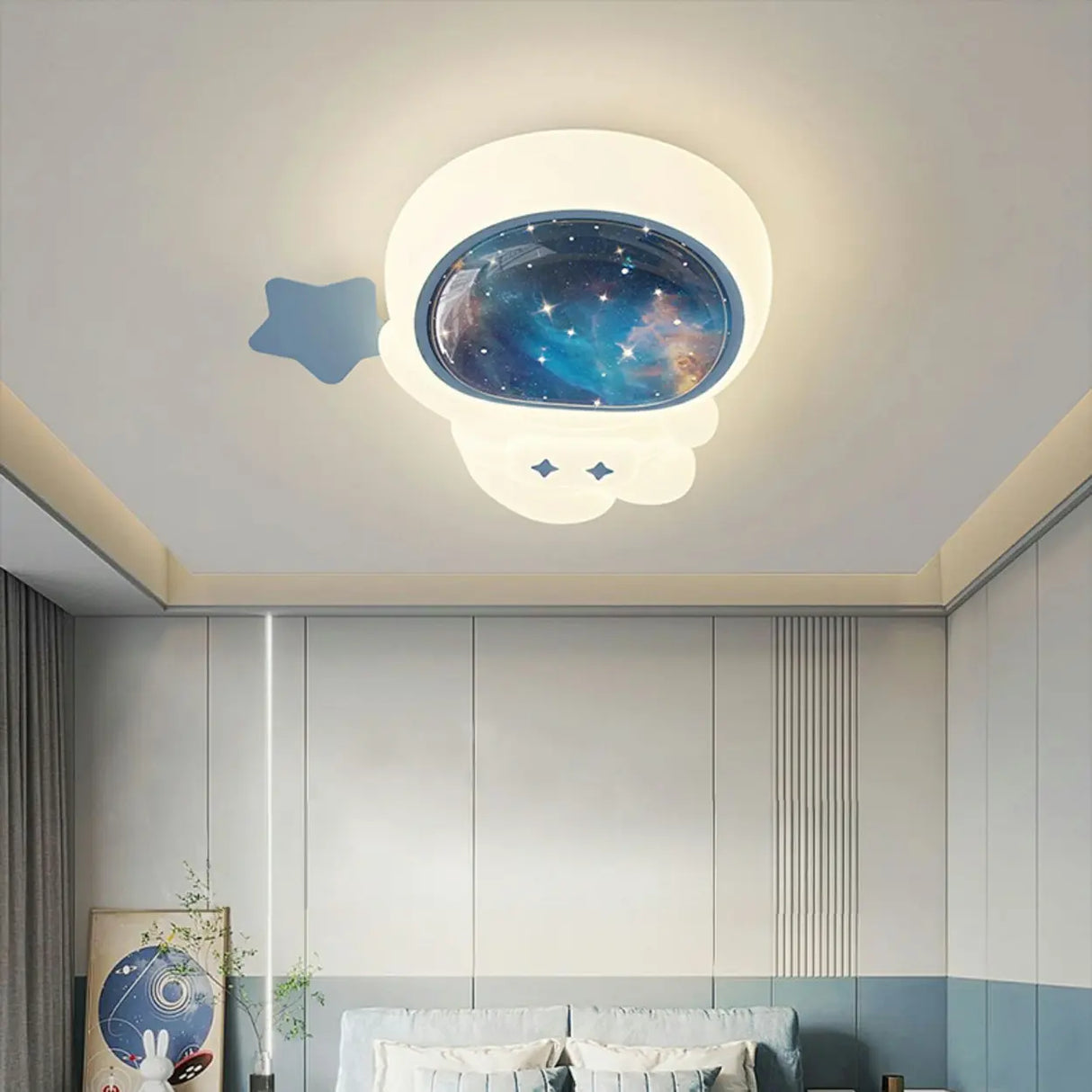 Kids Room Astronaut Dimmable LED Flush Mount Light Image - 17