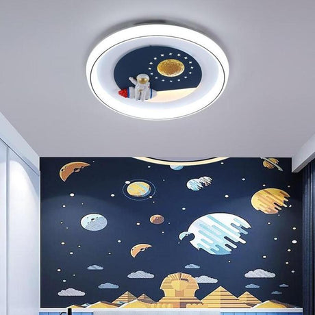 Kids Room Astronaut Remote Control LED Flush Mount Lamp Image - 1