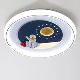 Kids Room Astronaut Remote Control LED Flush Mount Lamp Image - 11