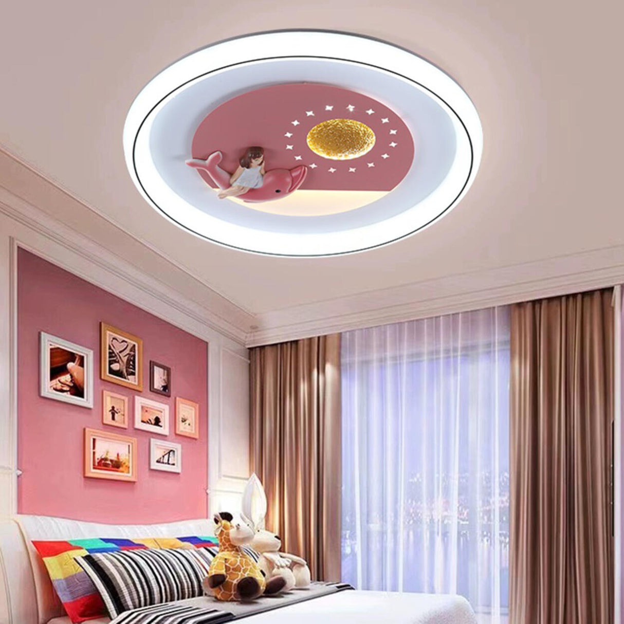 Kids Room Astronaut Remote Control LED Flush Mount Lamp Image - 13