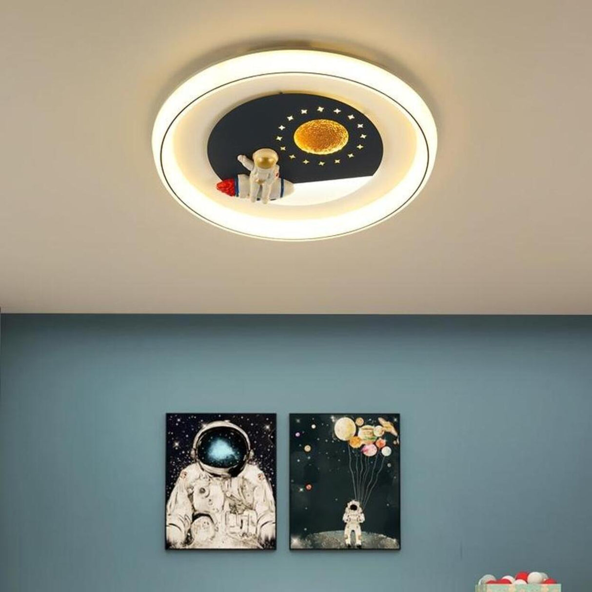 Kids Room Astronaut Remote Control LED Flush Mount Lamp Image - 4