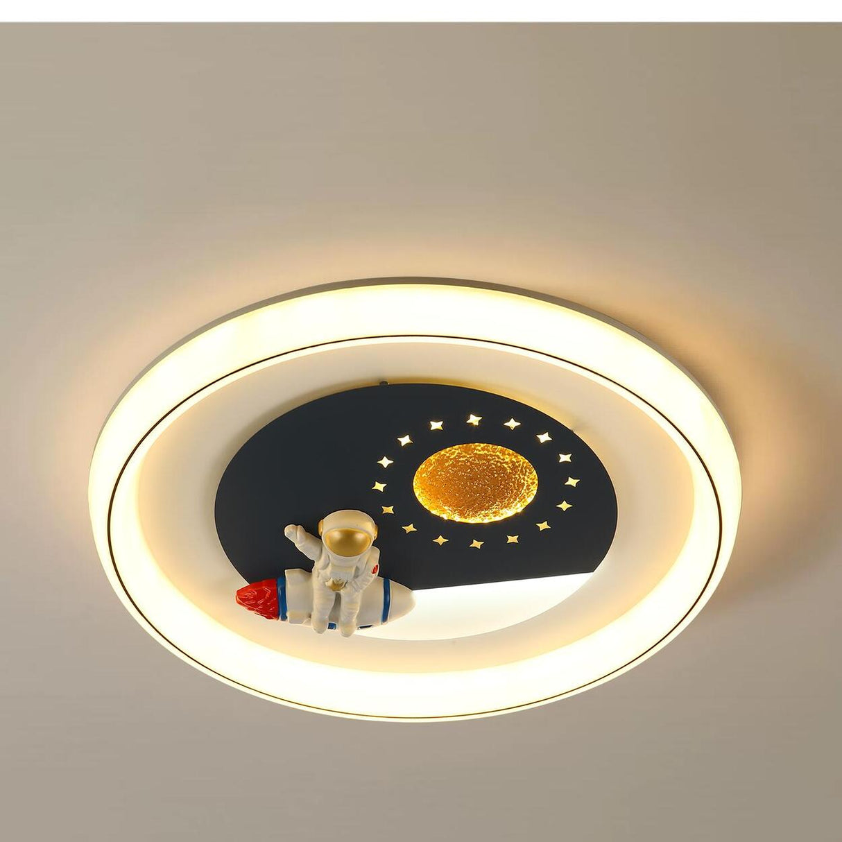 Kids Room Astronaut Remote Control LED Flush Mount Lamp Image - 8