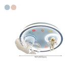 Kids Room Astronaut Round Flush Ceiling Fan with Light #size