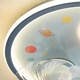 Kids Room Astronaut Round Flush Ceiling Fan with Light Image - 6