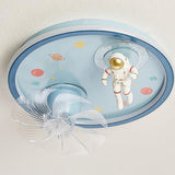 Kids Room Astronaut Round Flush Ceiling Fan with Light Image - 9