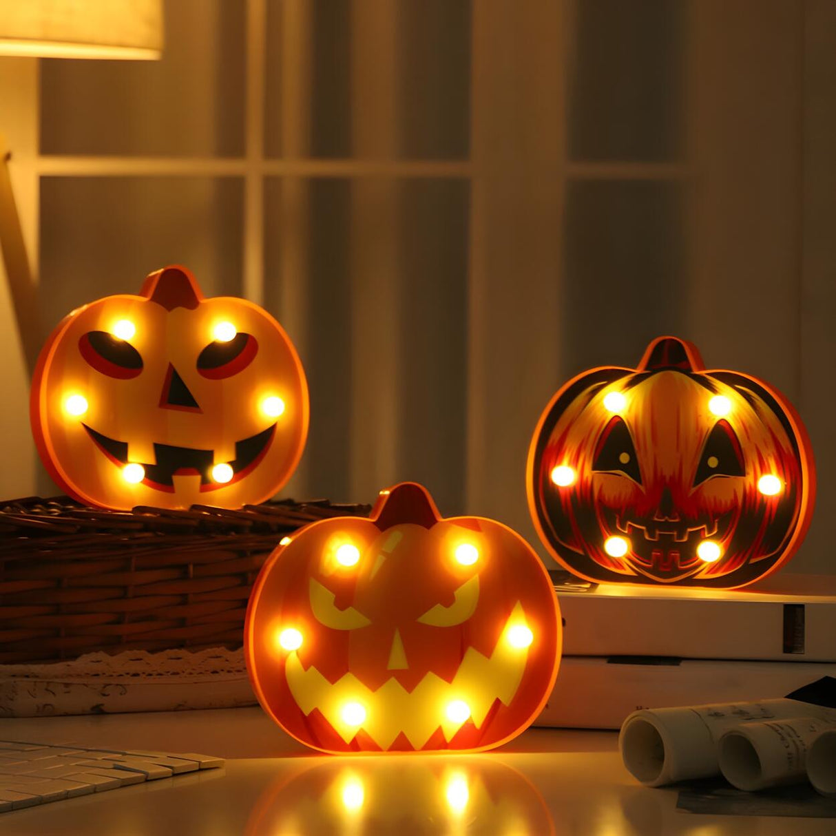 Kids Room Battery-Powered Pumpkin LED Night Light Image - 2