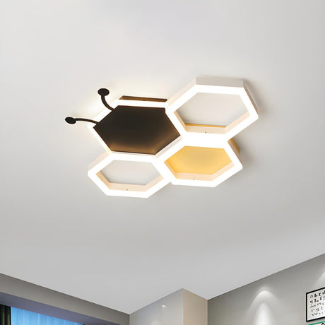 Kids Room Bee Honeycomb LED Large Flush Mount Light Image - 1