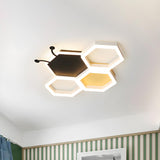 Kids Room Bee Honeycomb LED Large Flush Mount Light Image - 2