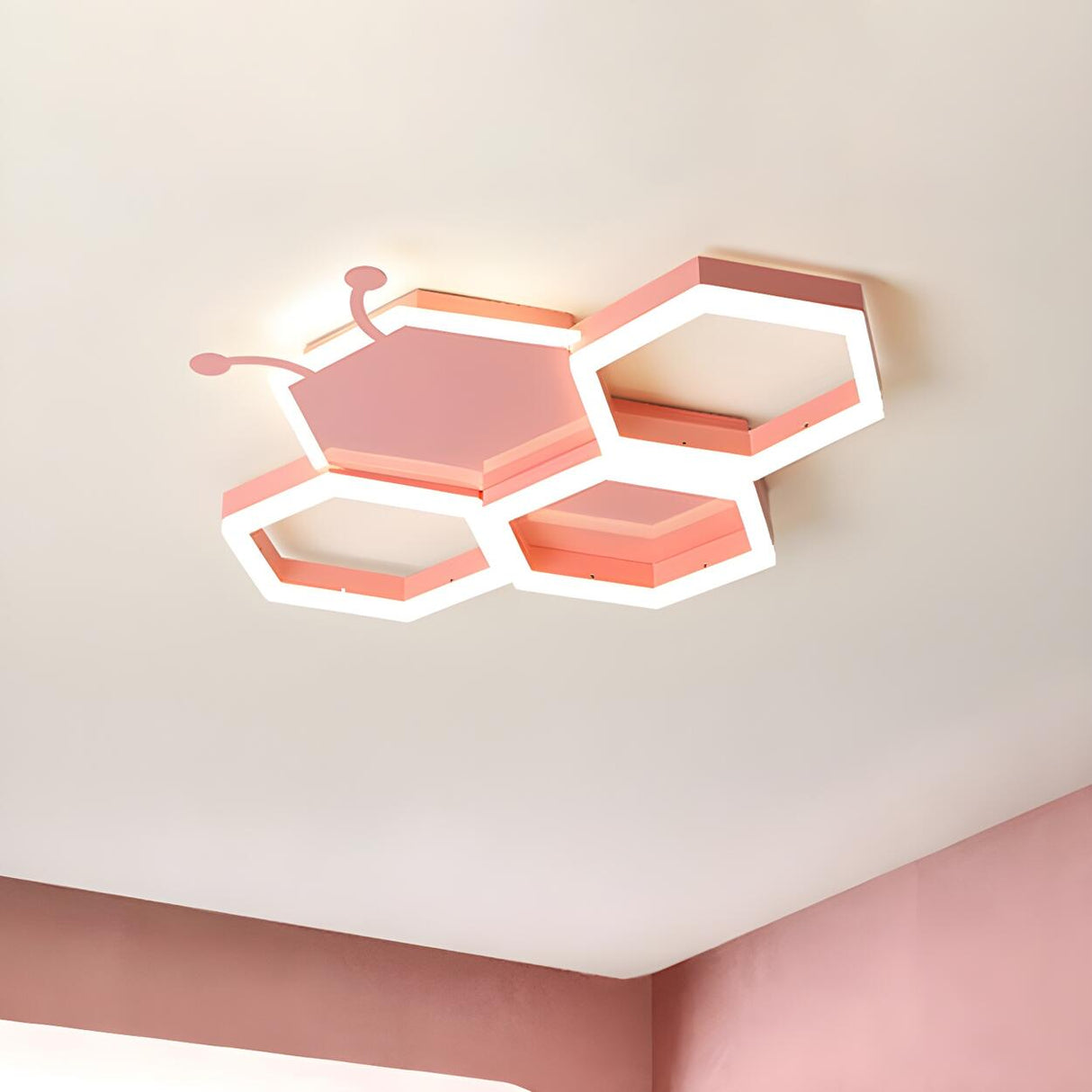 Kids Room Bee Honeycomb LED Large Flush Mount Light Image - 5