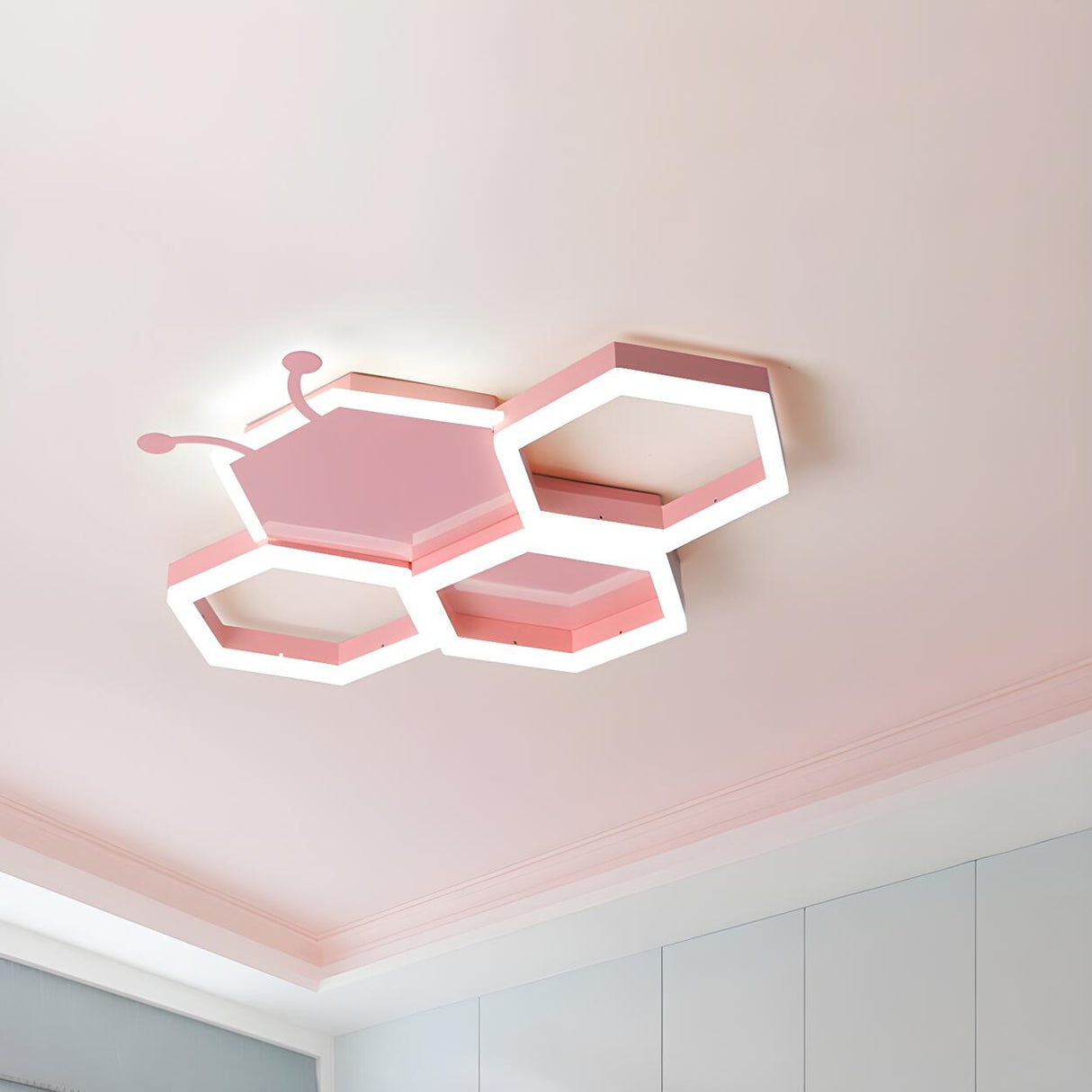 Kids Room Bee Honeycomb LED Large Flush Mount Light Image - 6