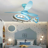 Kids Room Blue Airplane Ceiling Fan with LED Light Image - 1