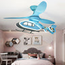 Kids Room Blue Airplane Ceiling Fan with LED Light Image - 2