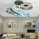 Kids Room Blue Airplane Ceiling Fan with LED Light Image - 6