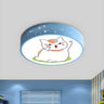 Kids Room Blue Drum Cartoon Cat LED Flush Mount Light Image - 1