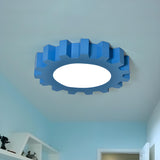 Kids Room Blue Gear Shape LED Flush Mount Ceiling Light Image - 3