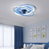 Kids Room Blue Modern Flush Ring Ceiling Fan with Light Image - 2