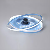 Kids Room Blue Modern Flush Ring Ceiling Fan with Light Image - 6