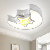 Kids Room Blue Moon Star Small LED Flush Mount Light Image - 5