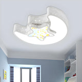 Kids Room Blue Moon Star Small LED Flush Mount Light Image - 6