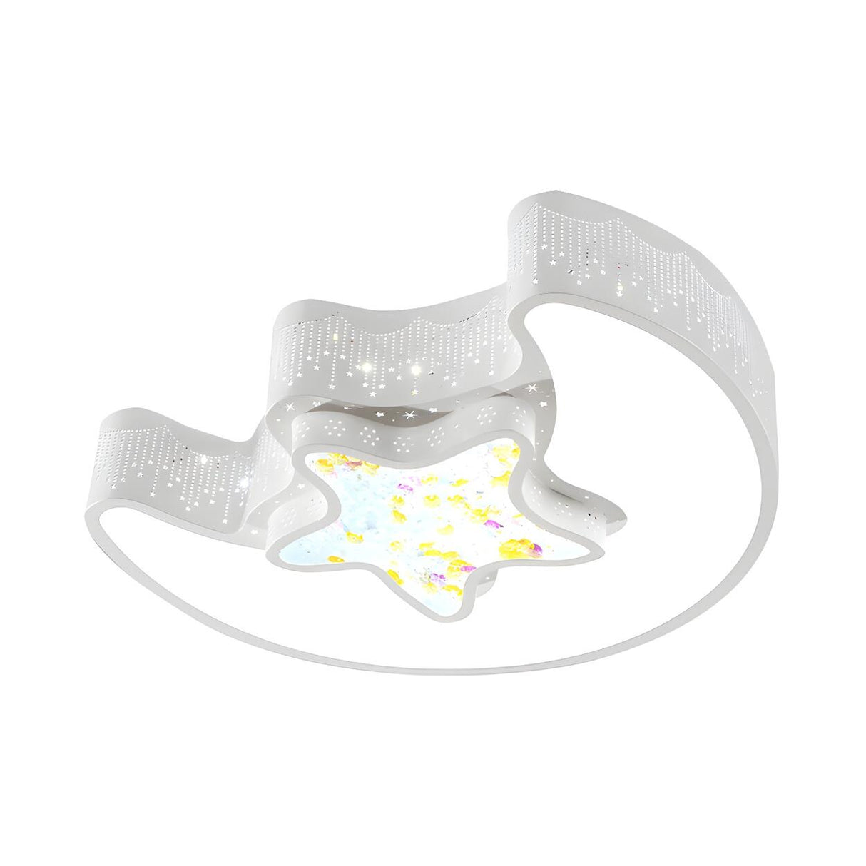 Kids Room Blue Moon Star Small LED Flush Mount Light Image - 8