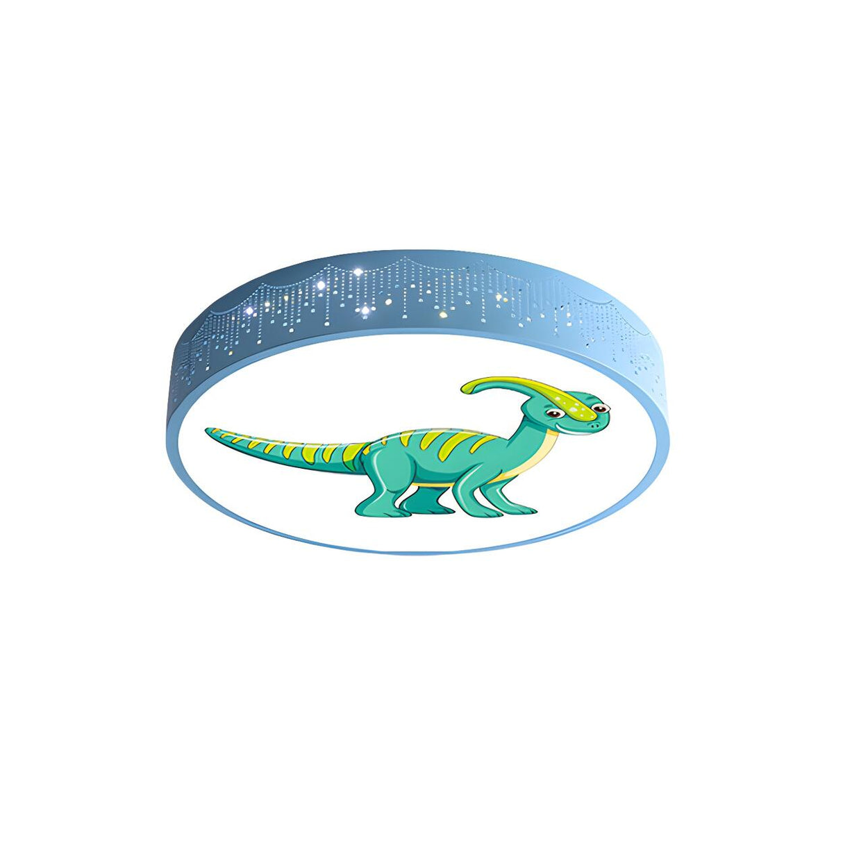 Kids Room Blue Red Dinosaur Drum LED Flush Mount Light Image - 11