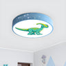 Kids Room Blue Red Dinosaur Drum LED Flush Mount Light Image - 9