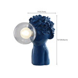 Kids Room Blue Resin Clear Globe Shade Decor Table Lamp Image - 15