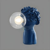 Kids Room Blue Resin Clear Globe Shade Decor Table Lamp Image - 9