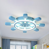 Kids Room Blue Rudder-Shaped LED Flush Mount Light Image - 1