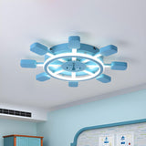 Kids Room Blue Rudder-Shaped LED Flush Mount Light Image - 2