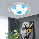 Kids Room Blue Soccer LED Flush Mount Ceiling Light Image - 3