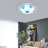 Kids Room Blue Soccer LED Flush Mount Ceiling Light Image - 4