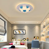 Kids Room Blue Soccer LED Flush Mount Ceiling Light Image - 6