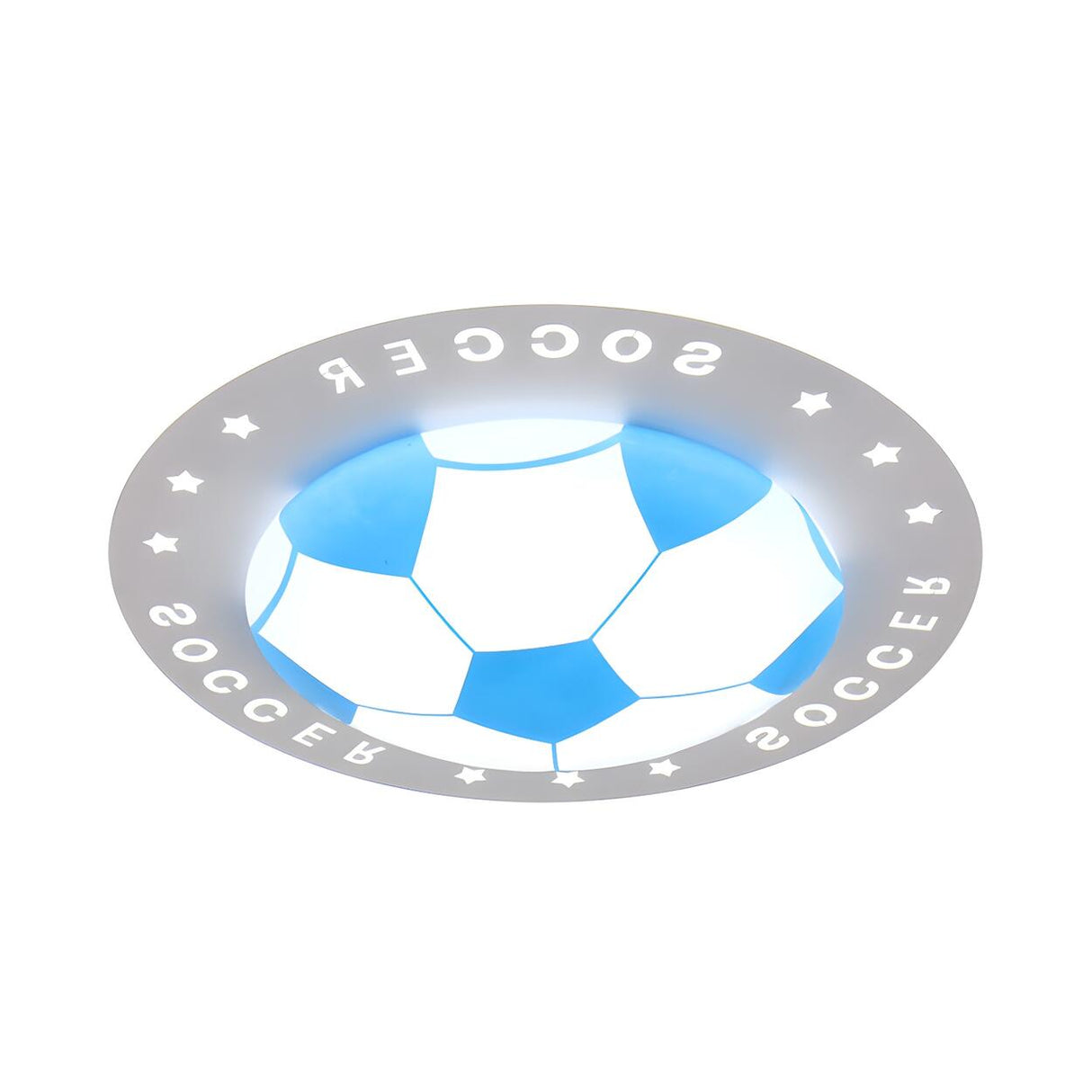 Kids Room Blue Soccer LED Flush Mount Ceiling Light Image - 7