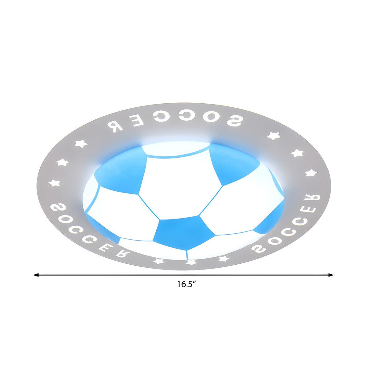 Kids Room Blue Soccer LED Flush Mount Ceiling Light Image - 8