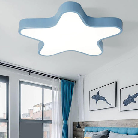 Kids Room Blue Star Shape Dimmable LED Flush Mount Lamp Image - 1