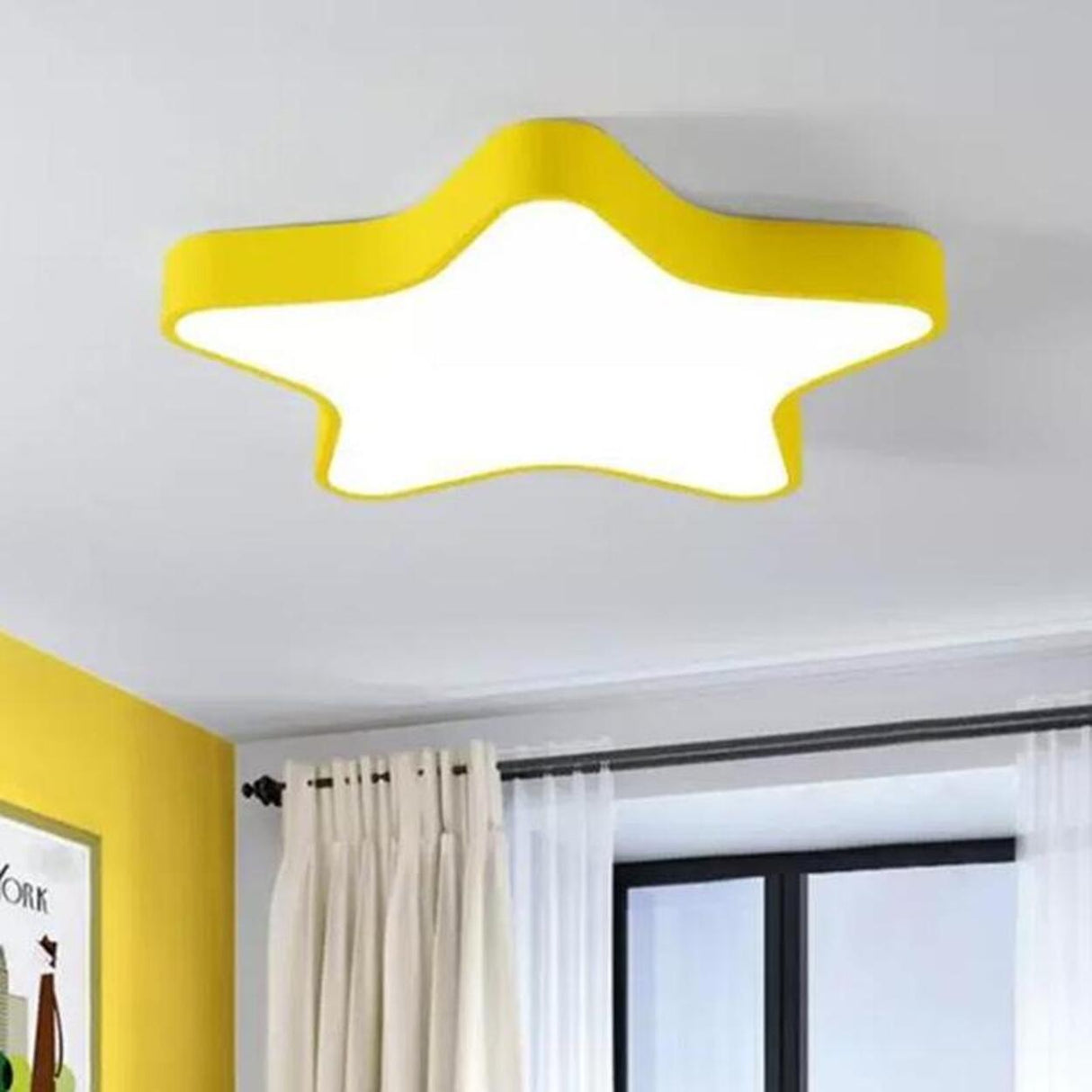 Kids Room Blue Star Shape Dimmable LED Flush Mount Lamp Image - 3