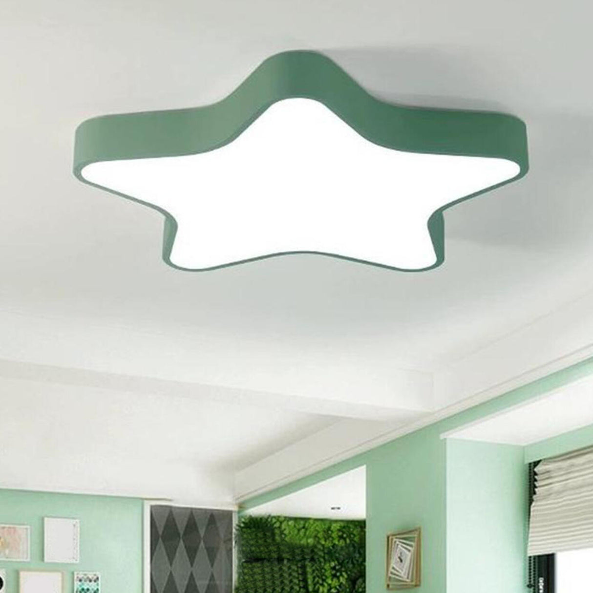 Kids Room Blue Star Shape Dimmable LED Flush Mount Lamp Image - 6