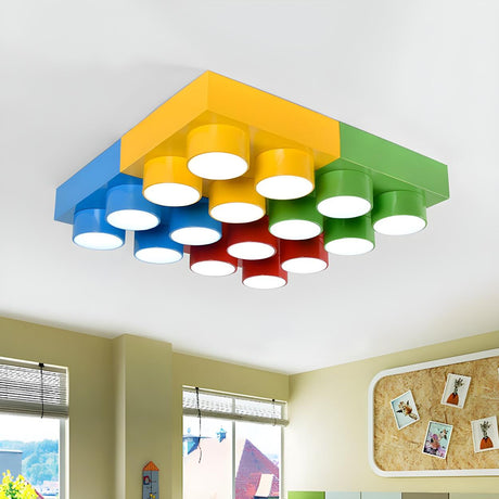 Kids Room Building Blocks LED Flush Mount Ceiling Light Image - 2