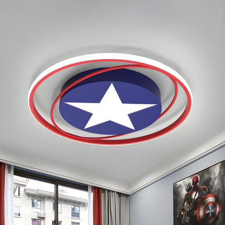 Kids Room Captain America Shield LED Flush Mount Light Image - 1