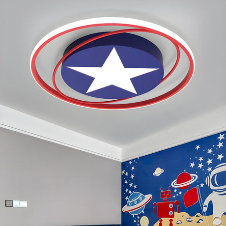 Kids Room Captain America Shield LED Flush Mount Light Image - 2