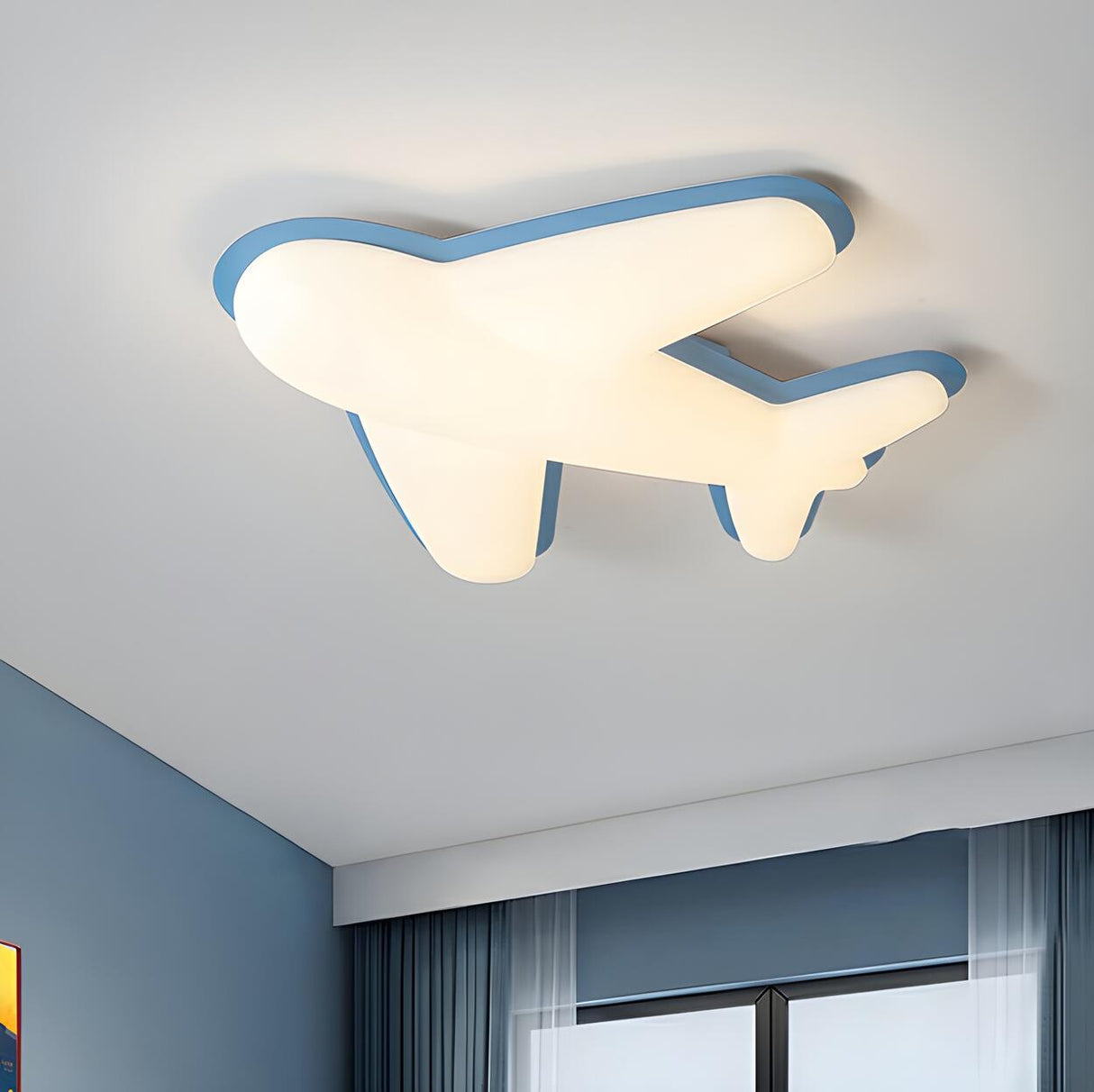 Kids Room Cartoon Airplane LED Flush Mount Ceiling Lamp Image - 1