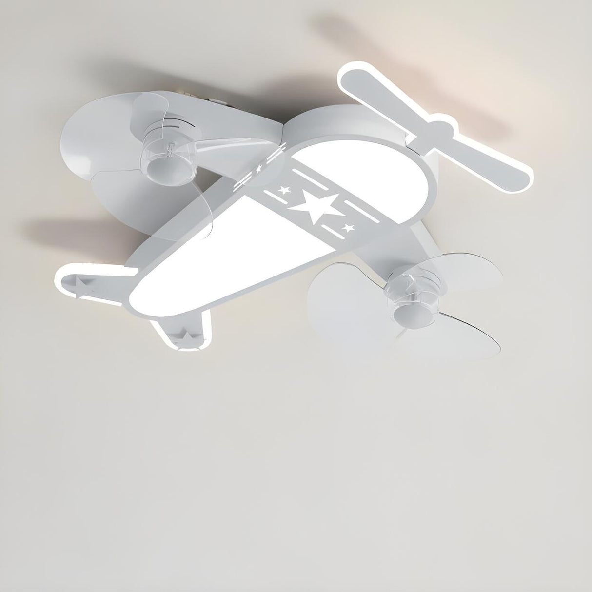 Kids Room Cartoon Airplane Modern Ceiling Fan Light Image - 10