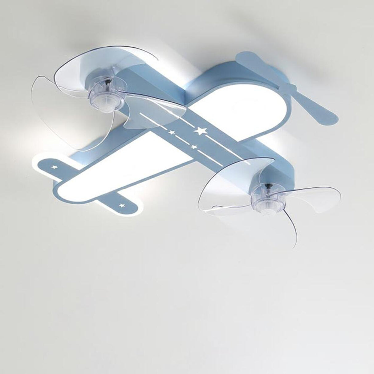 Kids Room Cartoon Airplane Modern Ceiling Fan Light Image - 13