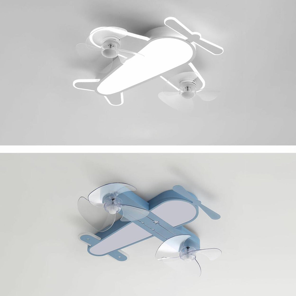 Kids Room Cartoon Airplane Modern Ceiling Fan Light Image - 19