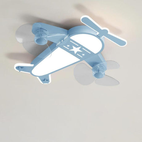 Kids Room Cartoon Airplane Modern Ceiling Fan Light Image - 2