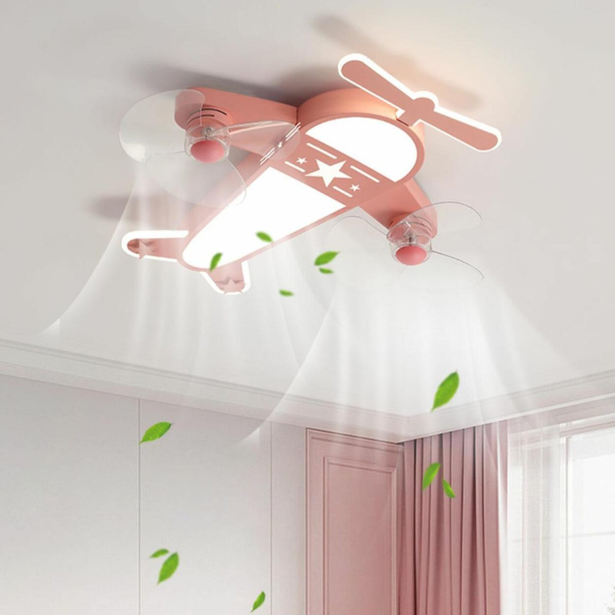 Kids Room Cartoon Airplane Modern Ceiling Fan Light Image - 21