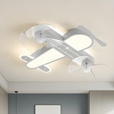 Kids Room Cartoon Airplane Modern Ceiling Fan Light Image - 3